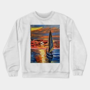 sailing at sunset . Crewneck Sweatshirt